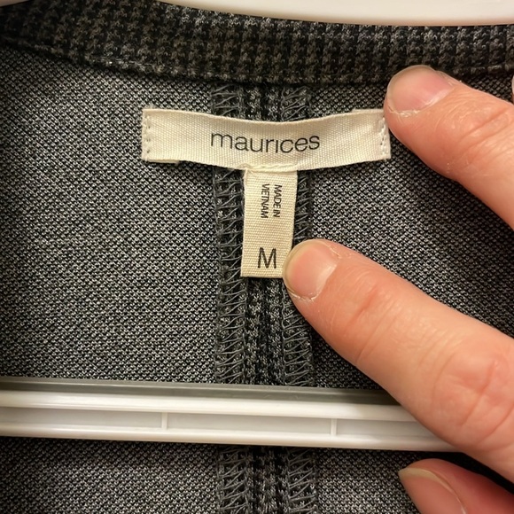 Maurice’s gray/black houndstooth Open front blazer size Medium - Picture 2 of 9